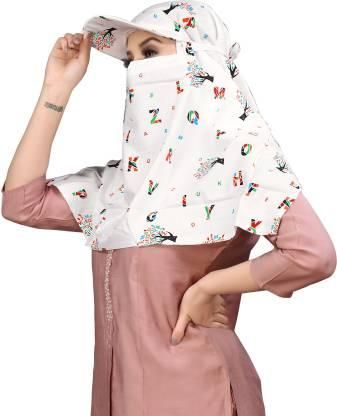 SunShield Cap Mask – Printed Rayon for Women