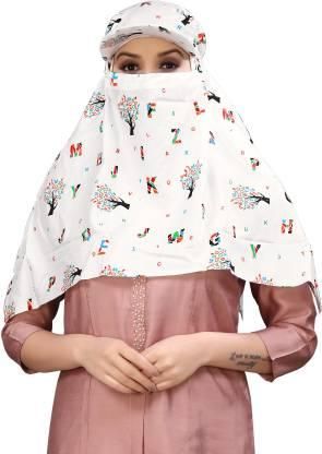 SunShield Cap Mask – Printed Rayon for Women