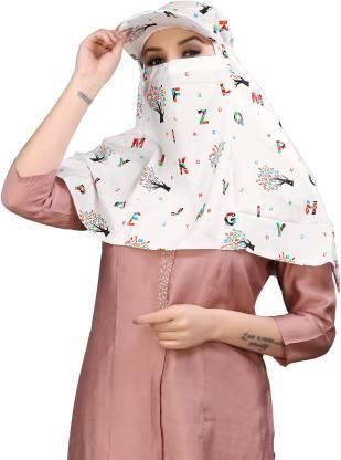 SunShield Cap Mask – Printed Rayon for Women